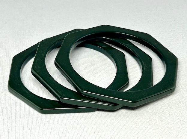 BS46 set of 3 midnight green octagon bakelite spacers